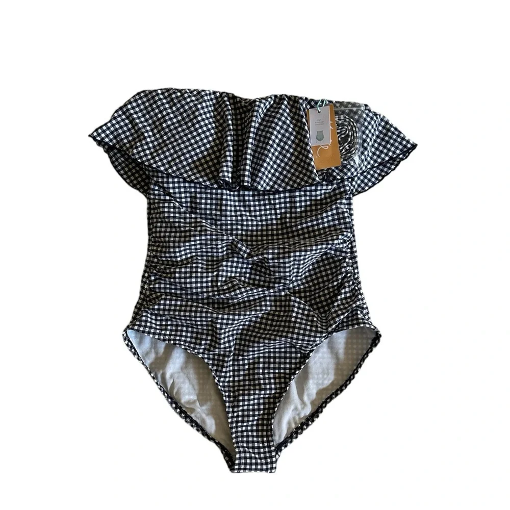 Kona Sol Women’s Bandeau Ruffle One-Piece Swimsuit, Size S, NWT - Picture 3 of 9